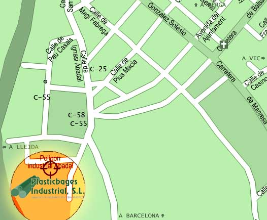 Mapa de S&uacute;ria y del Pol&iacute;gono Industrial Abadal